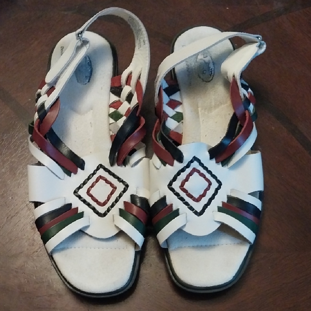 Dr. Scholl's Red and Green Sandals with Adjustable Straps